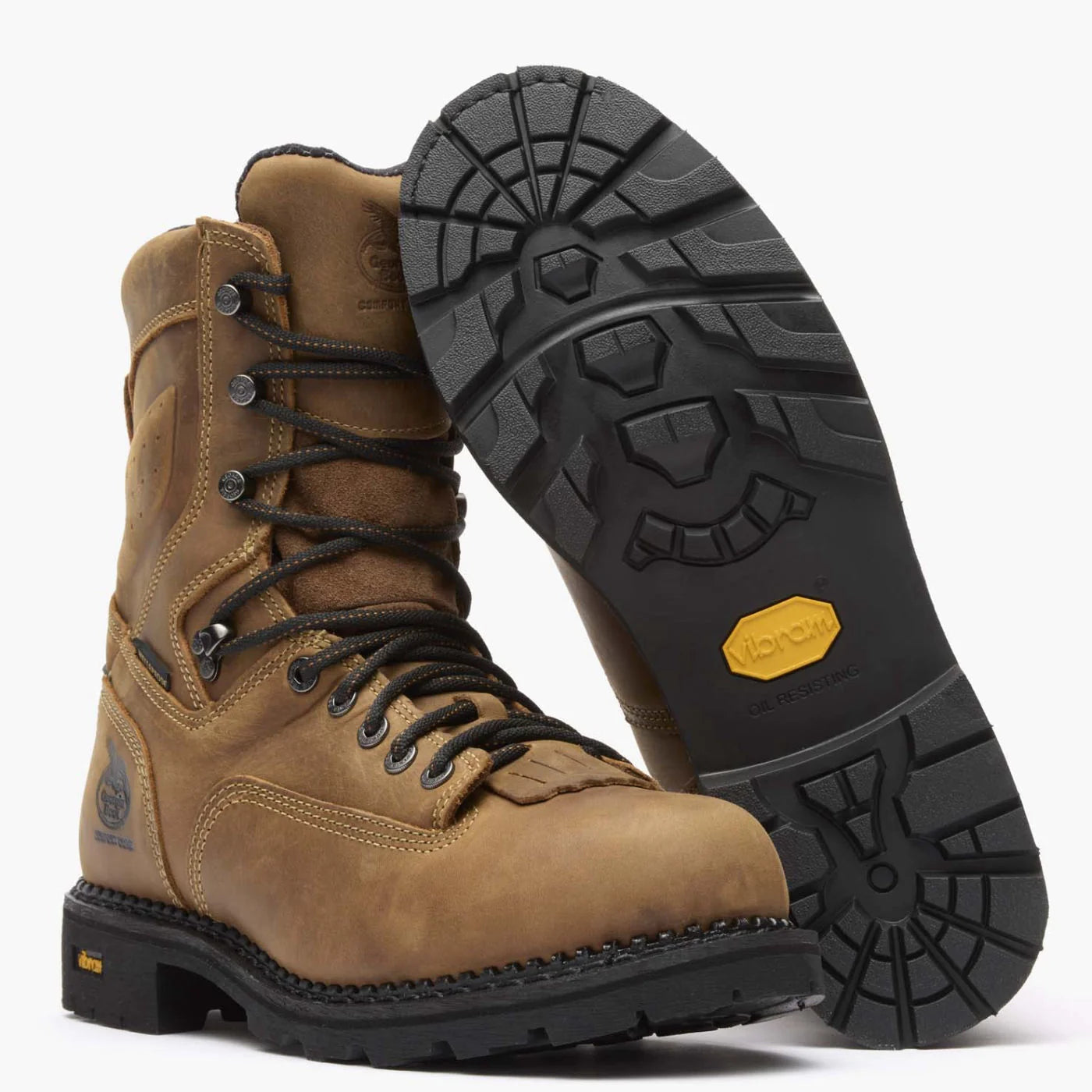 Georgia Men's 8" Comfort Core Low Heel Logger Work Boot - Brown GB00122