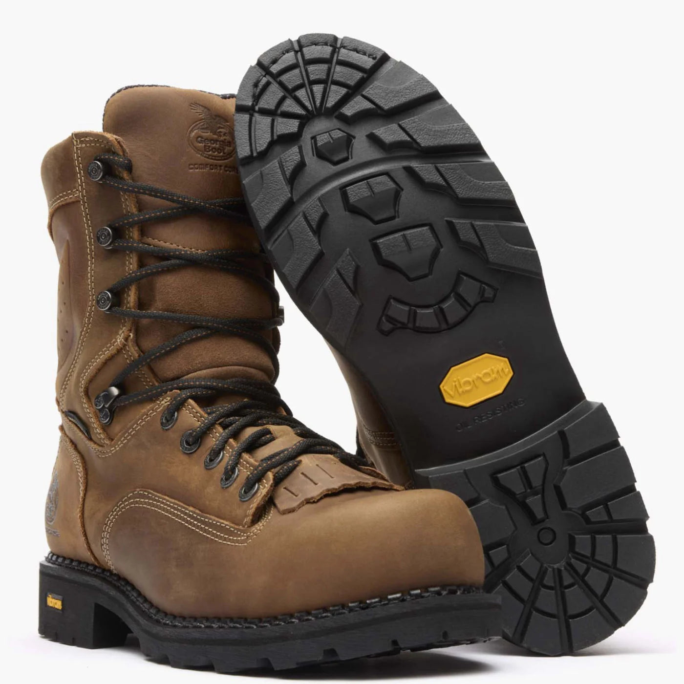 Georgia Men's 8" Comfort Core Composite Toe Low Heel Logger Work Boot - Brown GB00123