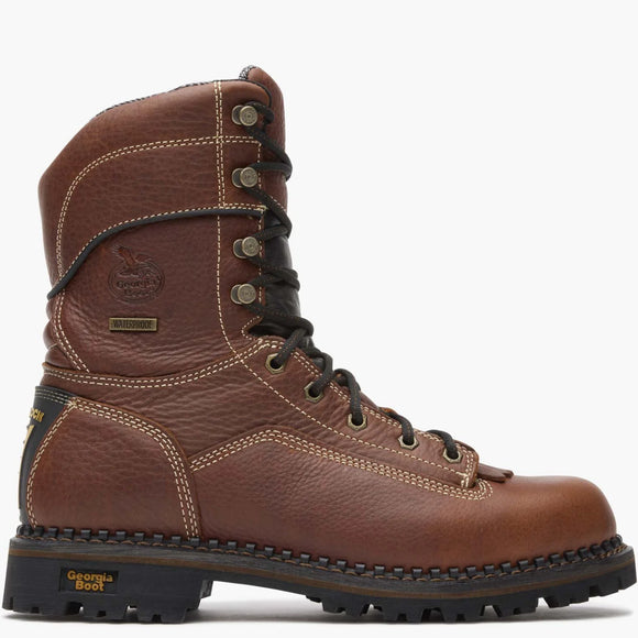 Georgia Men's 9" AMP LT Logger Low Heel Waterproof Work Boot - Brown GB00237