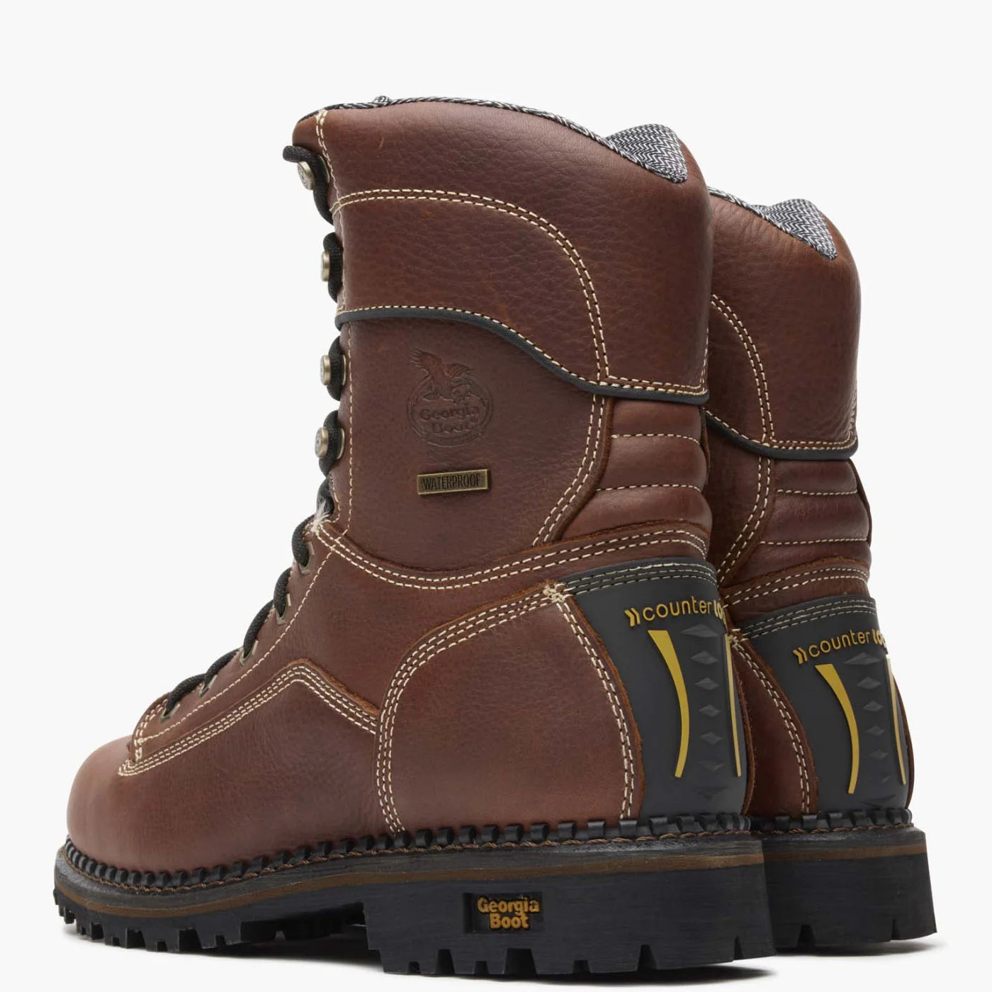 Georgia Men's 9" AMP LT Logger Low Heel Waterproof Work Boot - Brown GB00237
