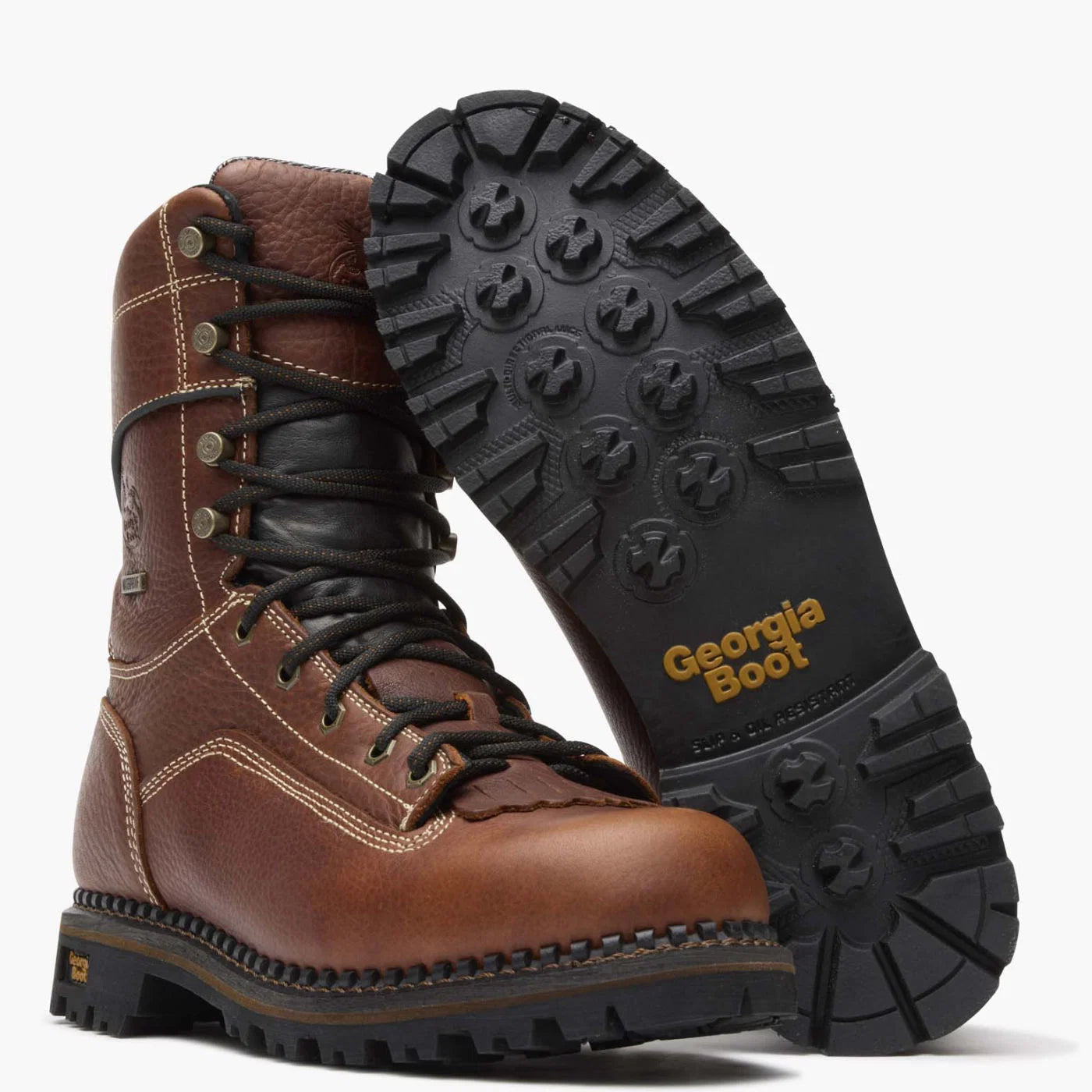 Georgia Men's 9" AMP LT Logger Low Heel Waterproof Work Boot - Brown GB00237
