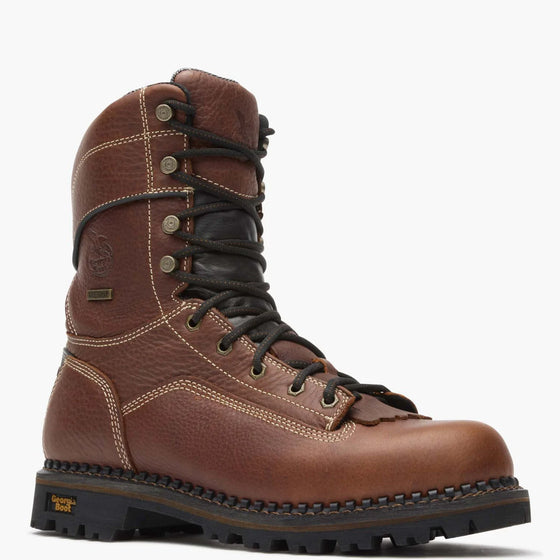 Georgia Men's 9" AMP LT Logger Low Heel Waterproof Work Boot - Brown GB00237