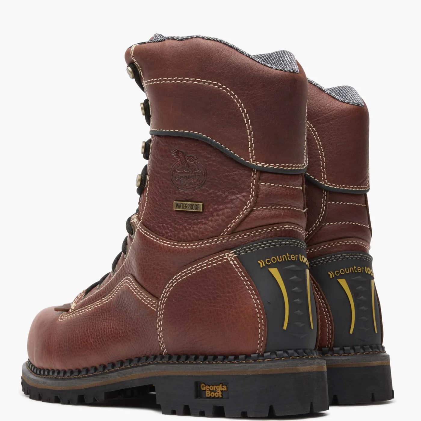 Georgia Men's 9" AMP LT Logger Composite Toe Waterproof Low Heel Work Boot - Brown GB00238