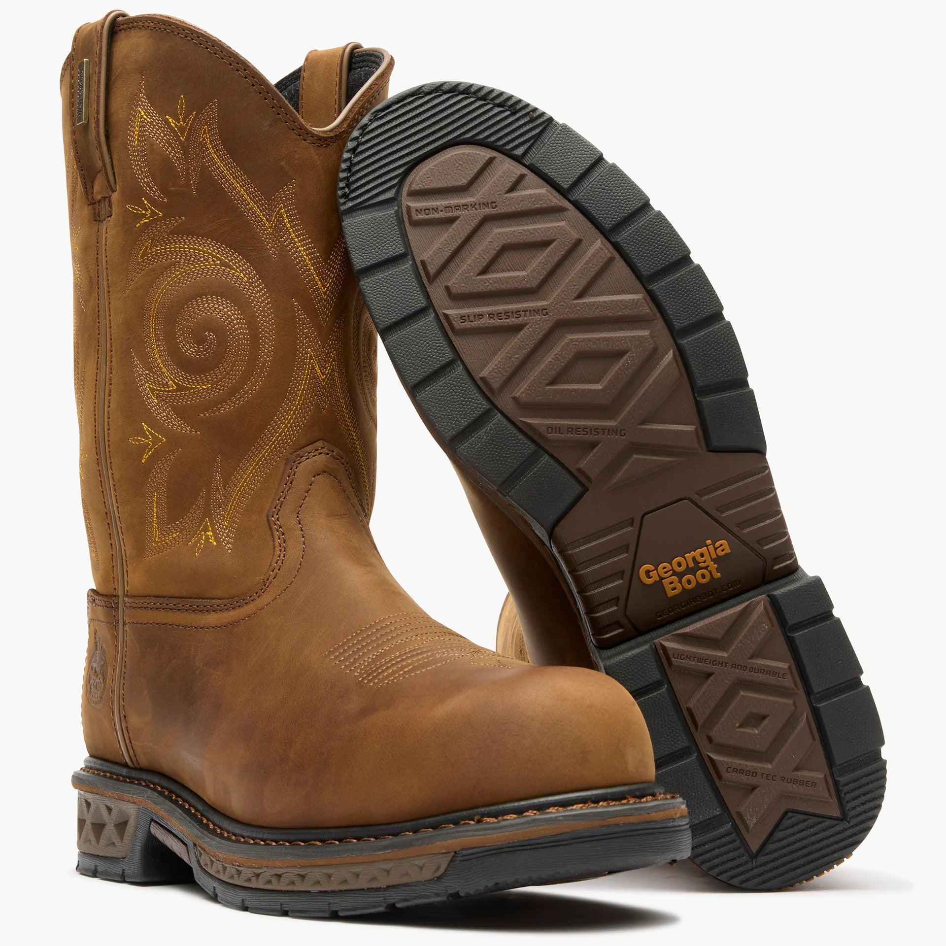 Georgia Men's 11" Carbo-Tec LT Waterproof Composite Toe Wellington Work Boot - Brown GB00239