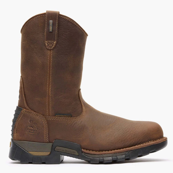Georgia Men's 10" Eagle One Waterproof Pull-On Waterproof Work Boot - Brown GB00314