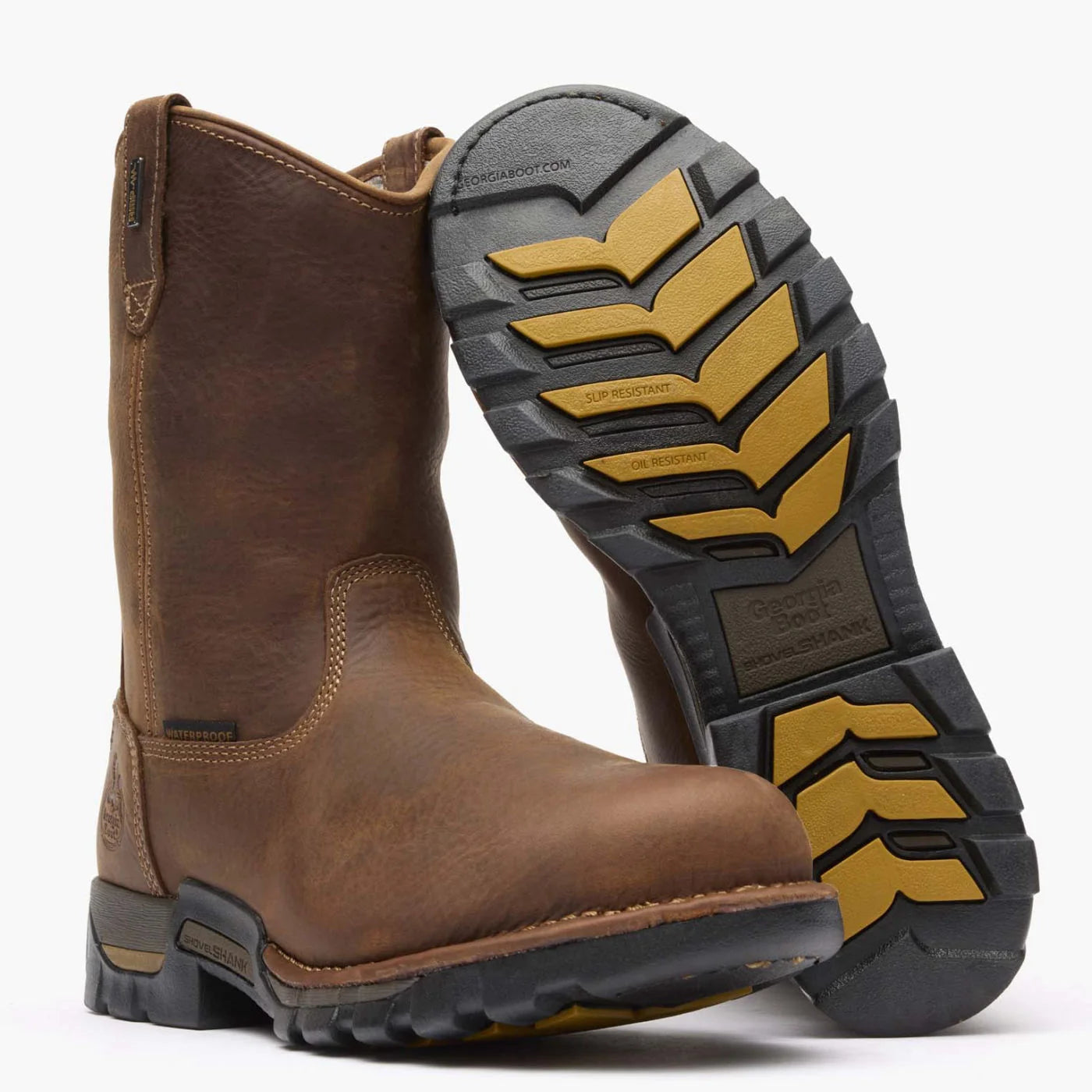 Georgia Men's 10" Eagle One Waterproof Pull-On Waterproof Work Boot - Brown GB00314