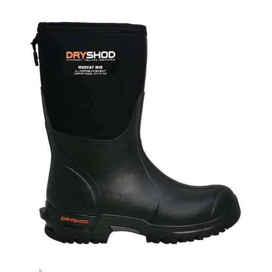 Dryshod Men's Mudcat Mid Rubber Boot - Black/Orange MDC-MM-BK