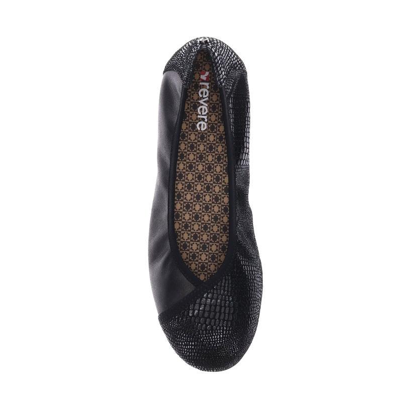 Revere Women's Nairobi Slip On Flat Shoe - Black Lizard
