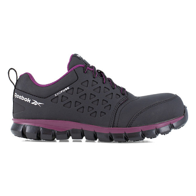 Reebok Women's Sublite Cushion Athletic Work Shoe - Black/Purple RB492 - ShoeShackOnline