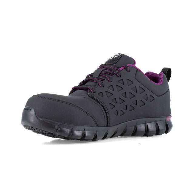 Reebok Women's Sublite Cushion Athletic Work Shoe - Black/Purple RB492 - ShoeShackOnline