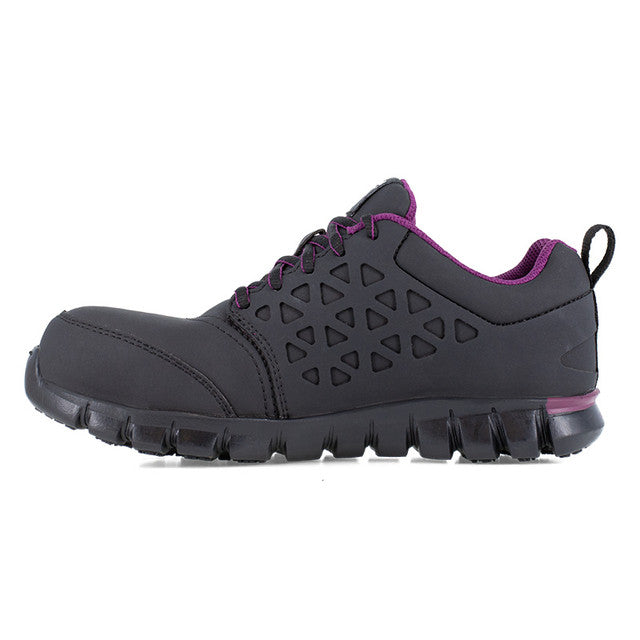 Reebok Women's Sublite Cushion Athletic Work Shoe - Black/Purple RB492 - ShoeShackOnline