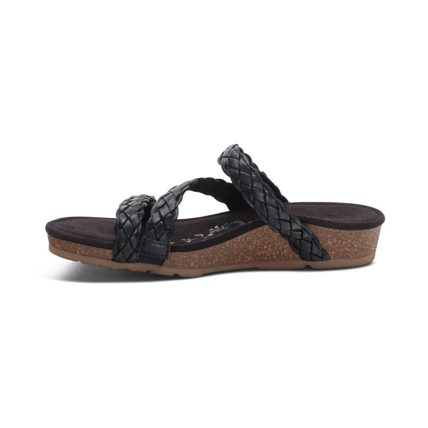 Aetrex Women's Josie Braided Slide Sandal - Black SC220