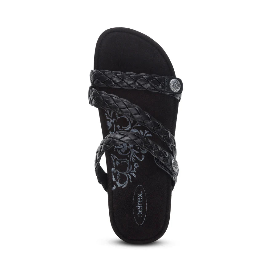 Aetrex Women's Josie Braided Slide Sandal - Black SC220