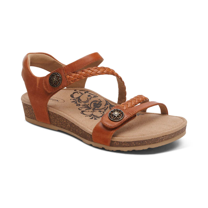 Aetrex Women's Jillian Braided Quarter Strap Sandal - Cognac SC363