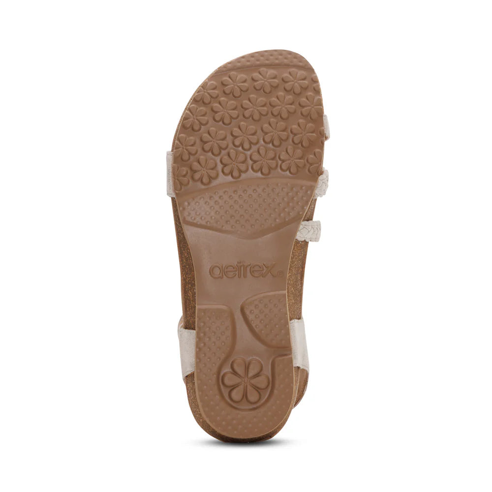 Aetrex Women's Jillian Braided Quarter Strap Sandal - Champagne SC440