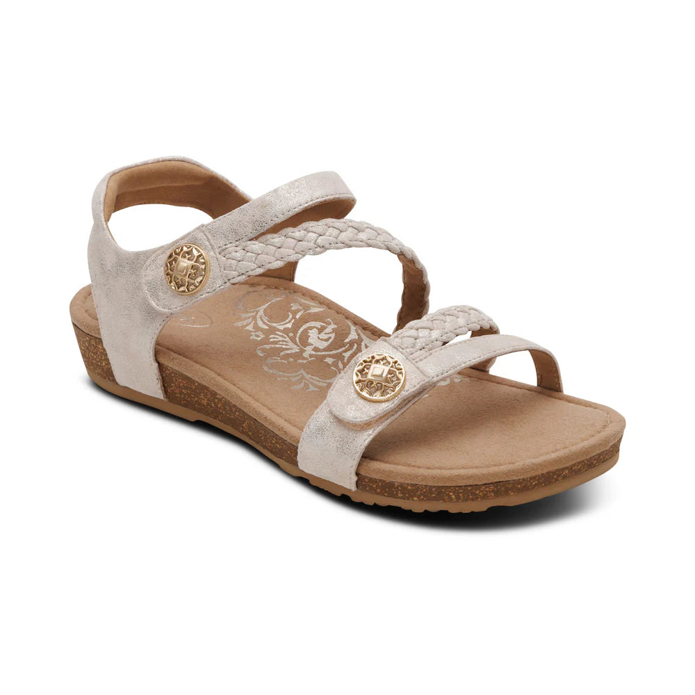 Aetrex Women's Jillian Braided Quarter Strap Sandal - Champagne SC440