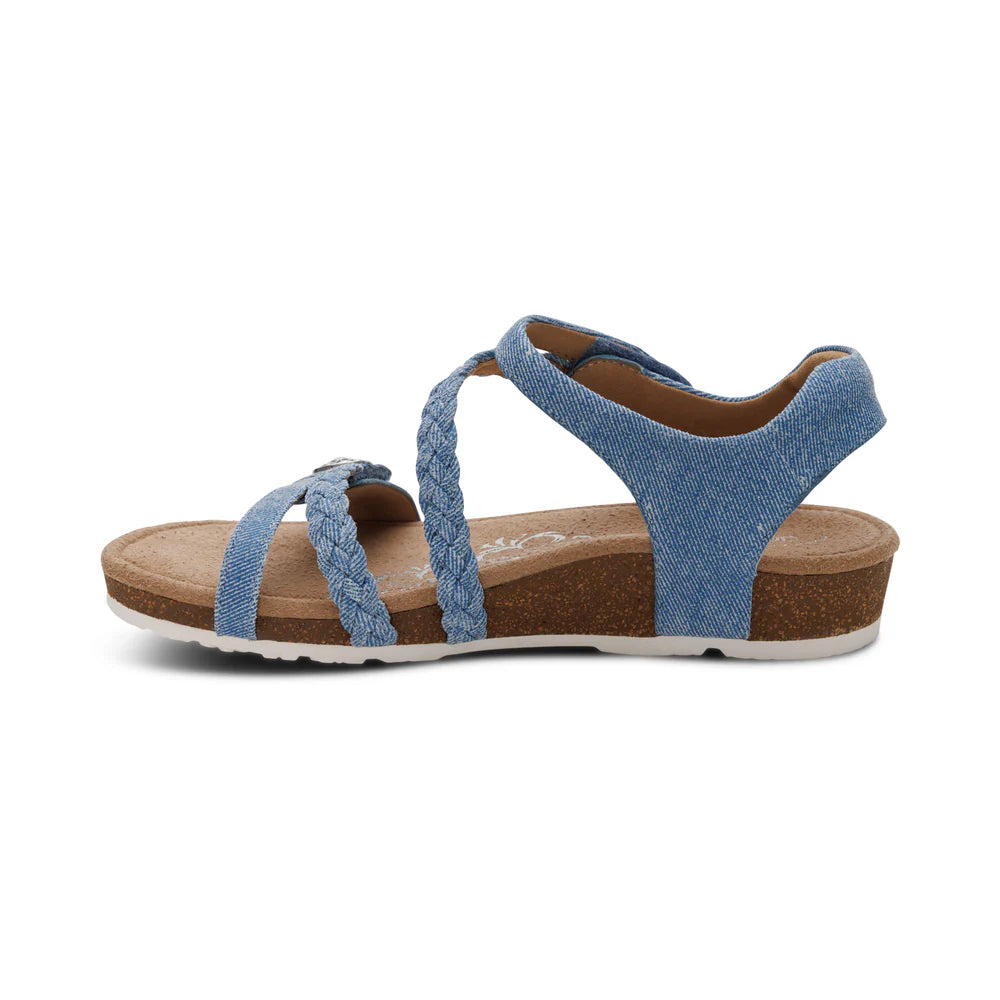 Aetrex Women's Jillian Braided Quarter Strap Sandal - Denim SC493