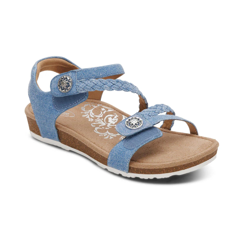 Aetrex Women's Jillian Braided Quarter Strap Sandal - Denim SC493