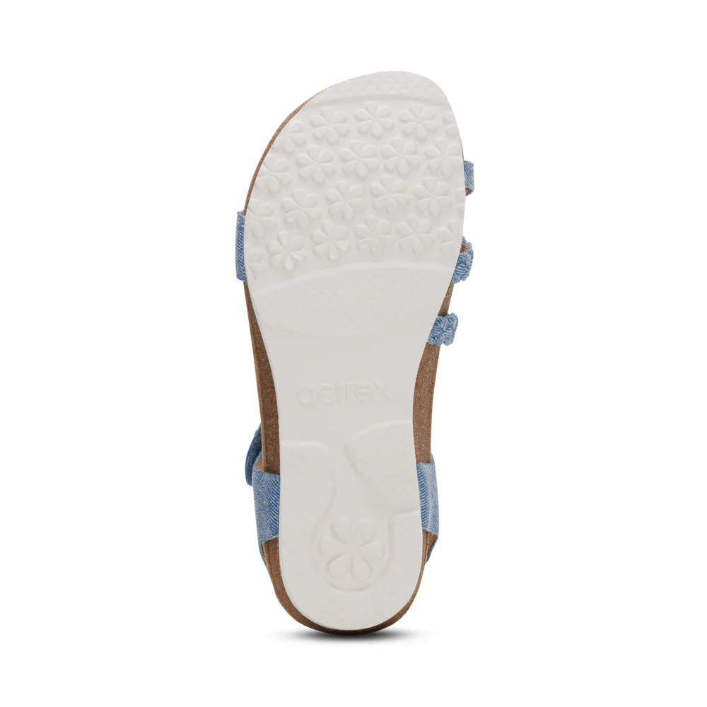 Aetrex Women's Jillian Braided Quarter Strap Sandal - Denim SC493
