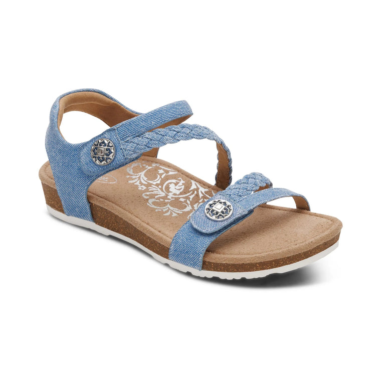 Aetrex Women's Jillian Braided Quarter Strap Sandal - Denim SC493