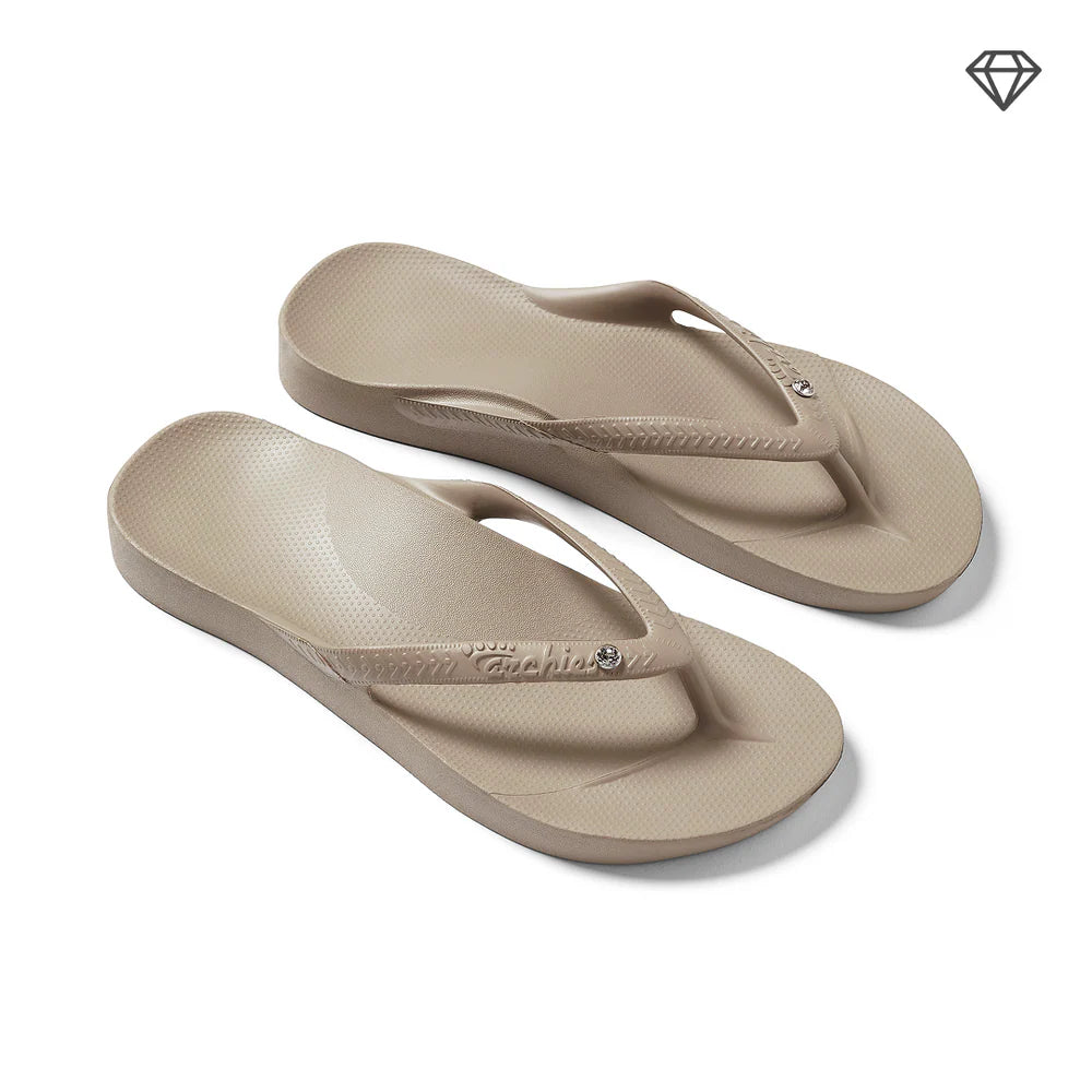Archie Arch Support Unisex Flip Flops - Crystal Taupe TAP-DIA