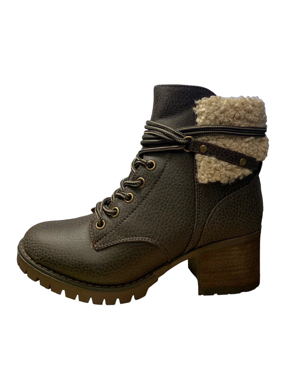 Very G Women's Olivia 2 Sherpa Lace Up Bootie - Chocolate VGLB0335