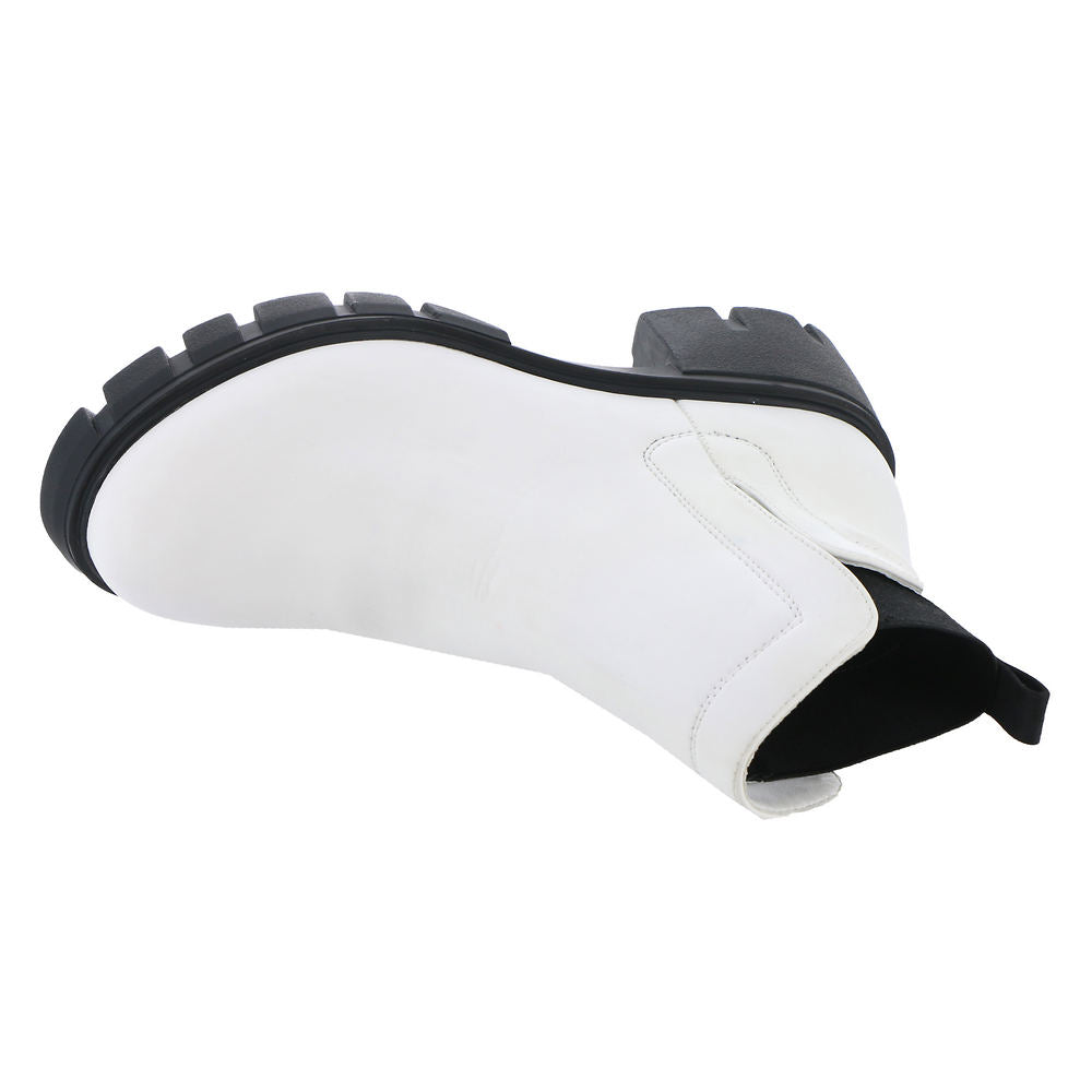 Very G Women's Dana Chunky Heel Boot - White VGLB0356