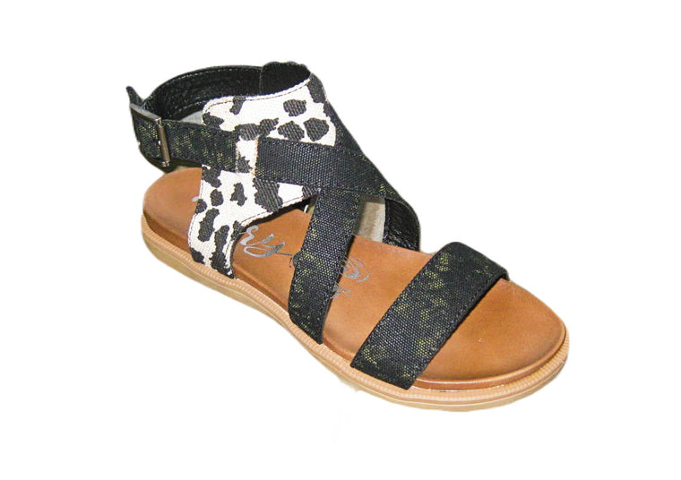 Very G Women's Jayla 2 Ankle Strap Sandal - Black Cream VGSA0166