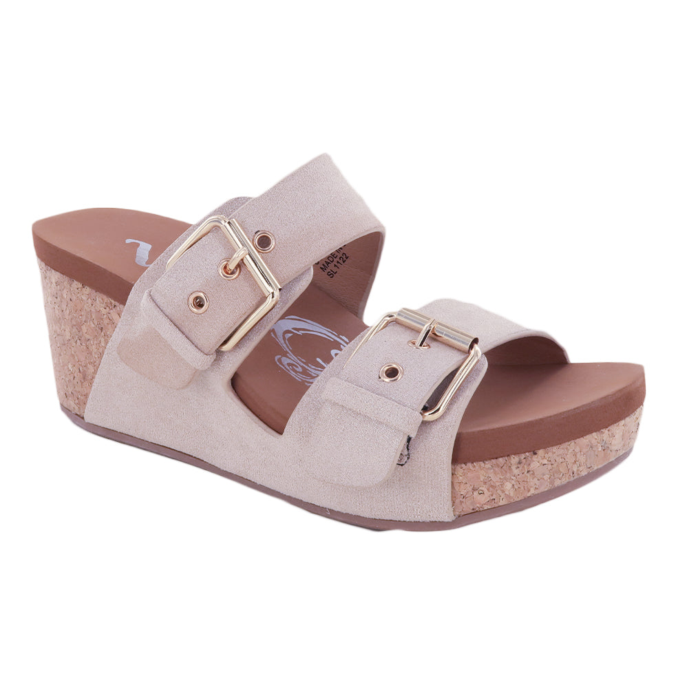 Very G Women's Laurie Adjustable Strap Wedge Sandal - Nude VGWS0035