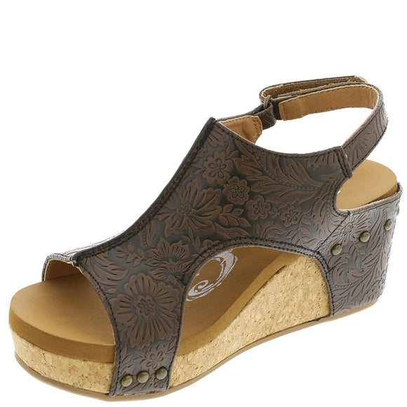 Very G Women's Isabella Tooled Wedge Sandal - Chocolate VGWS0072-201