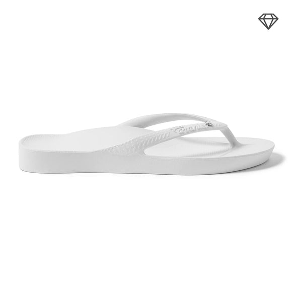 Archie Arch Support Unisex Flip Flops - Crystal White WHT-DIA