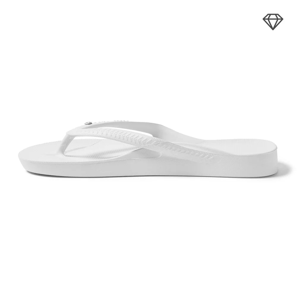 Archie Arch Support Unisex Flip Flops - Crystal White WHT-DIA