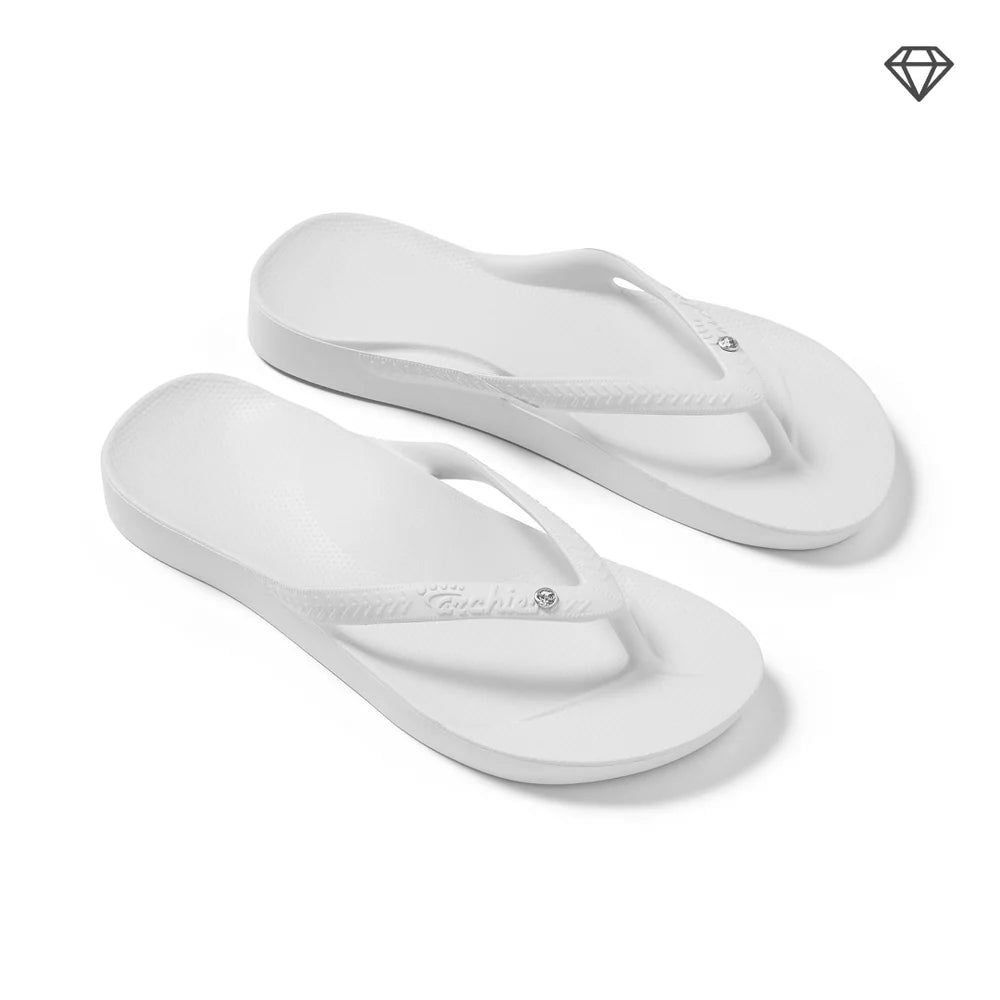 Archie Arch Support Unisex Flip Flops - Crystal White WHT-DIA