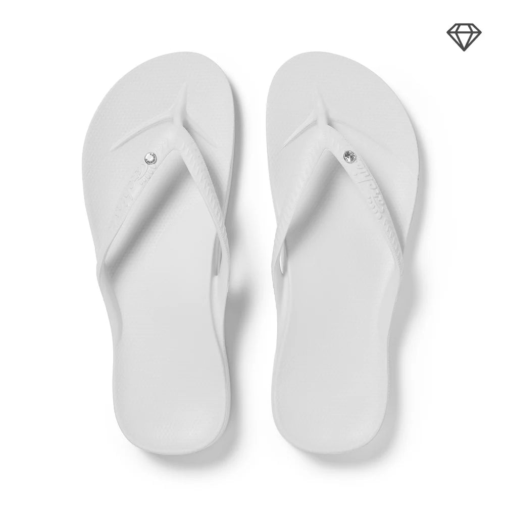 Archie Arch Support Unisex Flip Flops - Crystal White WHT-DIA