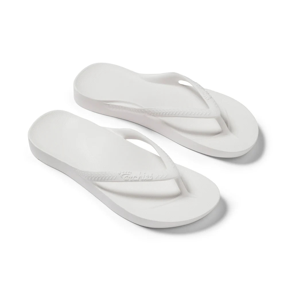 Archie Arch Support Unisex Flip Flops - White WHT-HAS