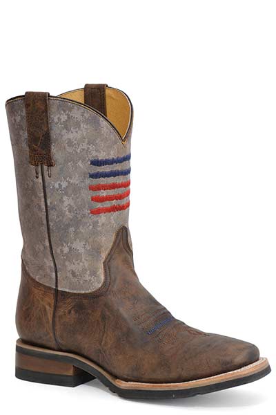 Roper Men's Americana Leather Western Boot - Waxy Brown 09-020-7001-8412