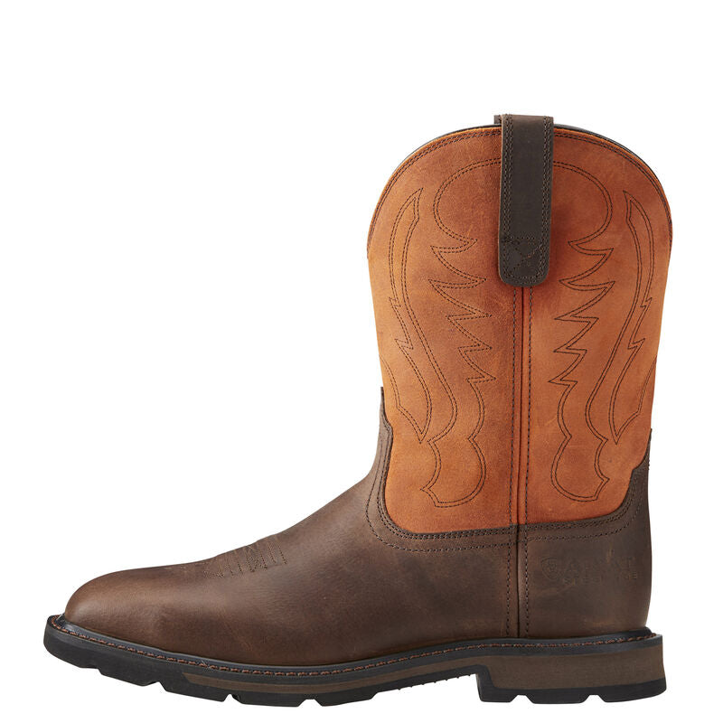 Ariat Men's 10" Groundbreaker Wide Square Toe Steel Toe Work Boot - Brown Ember 10015191