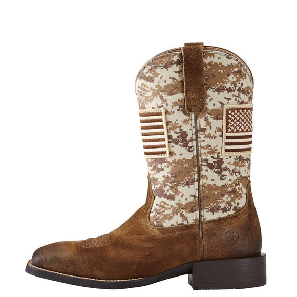 Ariat Men's 11" Sport Patriot Western Boots - Antique Mocha Suede 10019959 - ShoeShackOnline