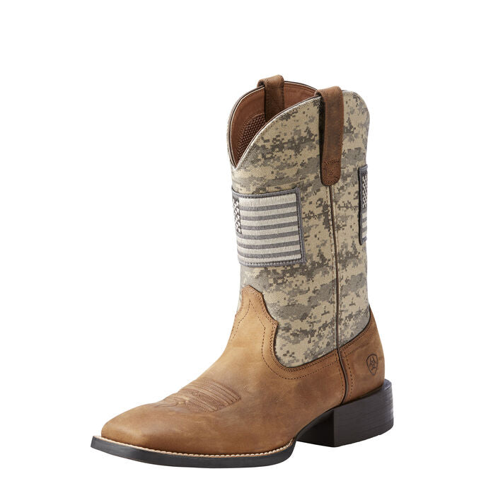 Ariat Men's 11" Sport Patriot Western Boots - Brown/Sage Camo 10023359 - ShoeShackOnline