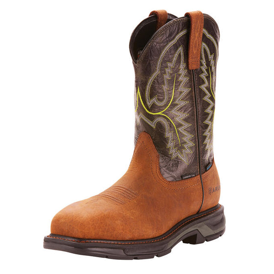 Ariat Men's 11" Workhog XT Waterproof Composite Toe Work Boot - Tumbled Bark/Dark Forest 10024966 - ShoeShackOnline