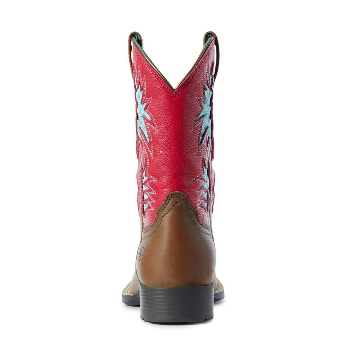 Ariat Kid's 8" Cowboy VentTEK Western Boot - Brown/Hot Pink 10031489 - ShoeShackOnline