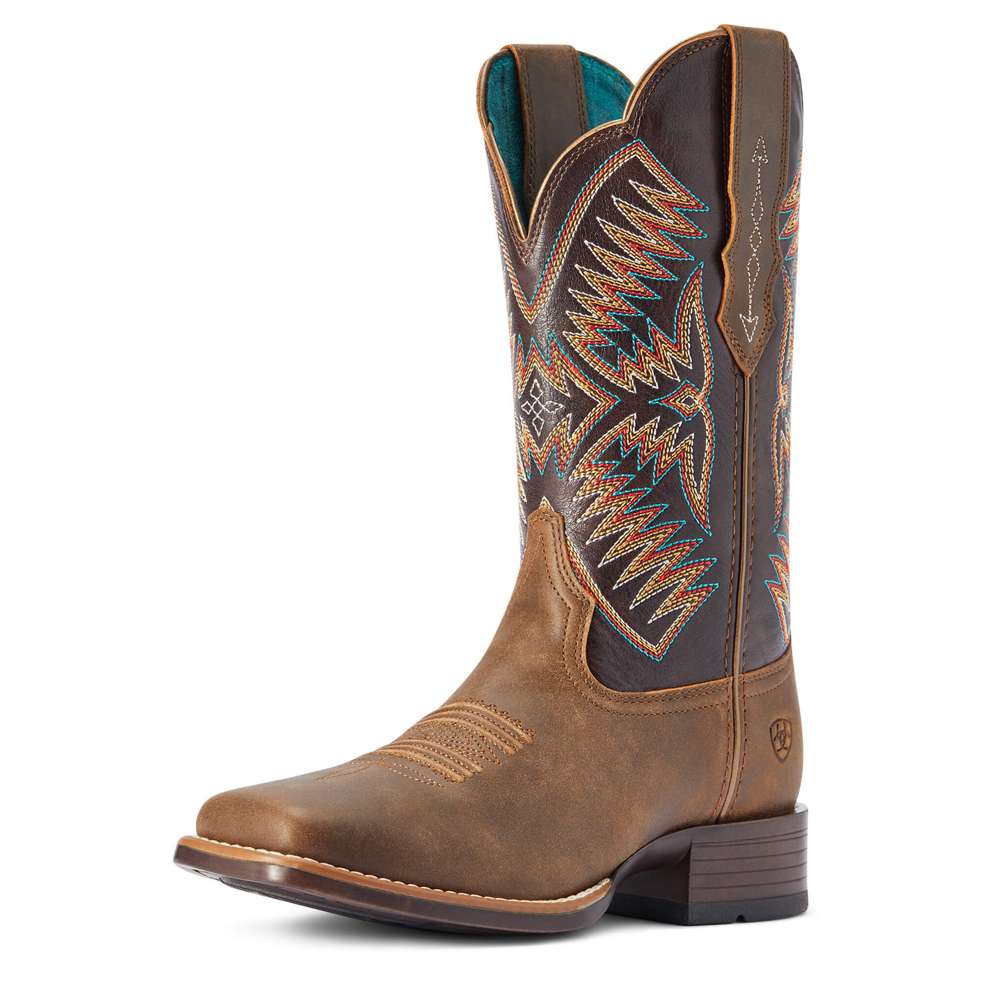 Ariat Women's 11" Odessa StretchFit Western Boot - Fateful Brown/Burnished Pewter 10042386
