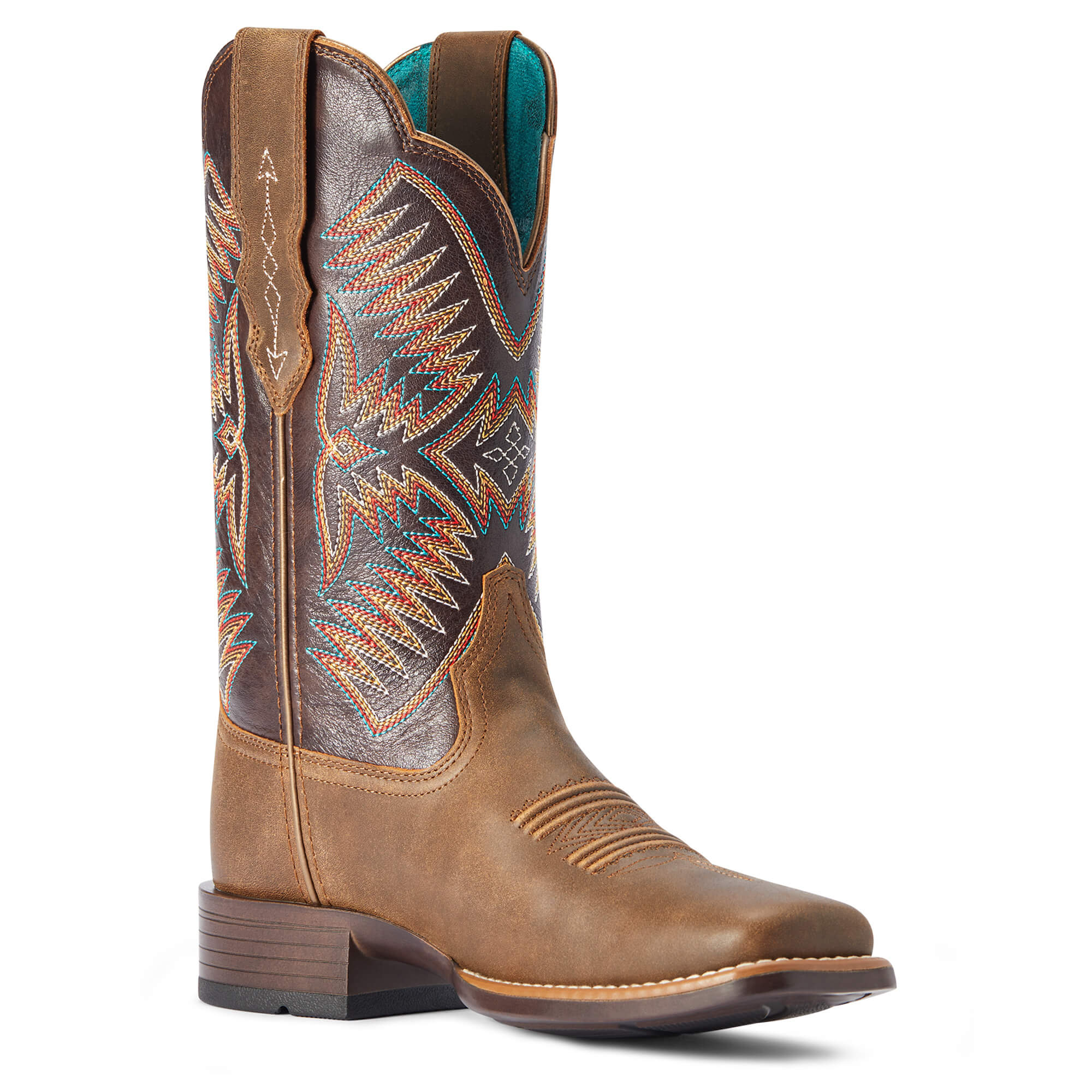 Ariat Women's 11" Odessa StretchFit Western Boot - Fateful Brown/Burnished Pewter 10042386