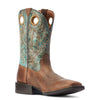 Ariat Men's 11" Sport Rodeo Square Toe Western Boot - Brown/Turquoise 10042403