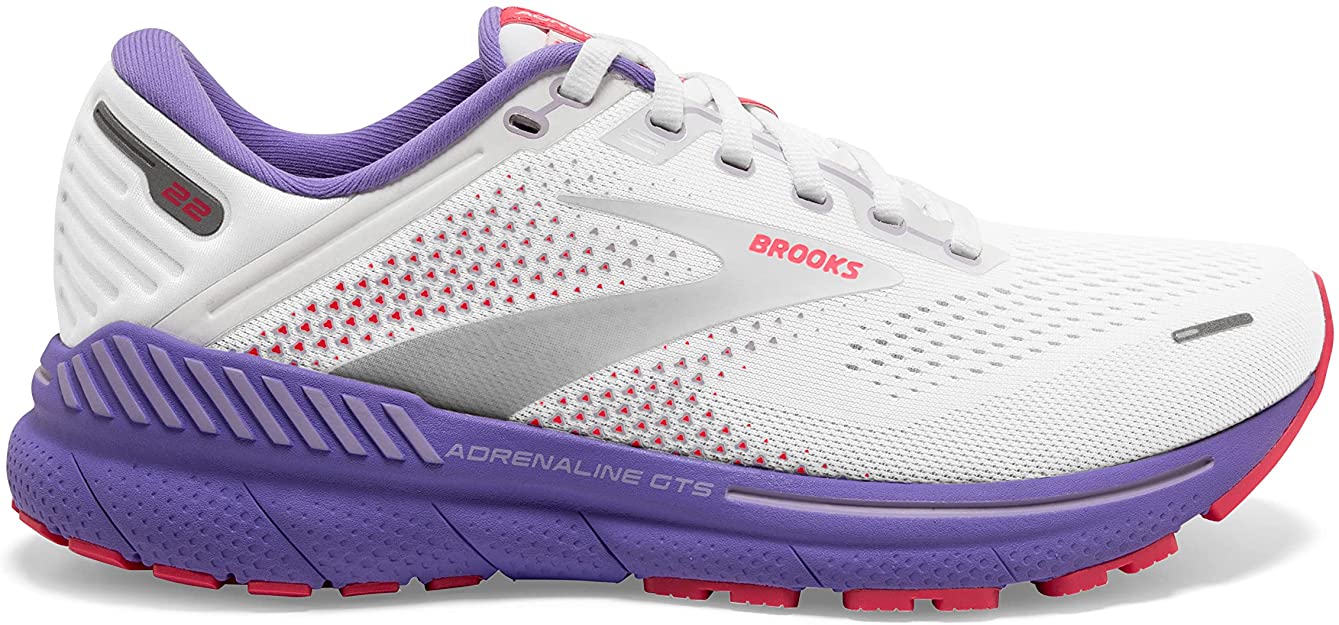Brooks Women's Adrenaline GTS 22 Running Shoe - White/Coral/Purple 120 -  ShoeShackOnline