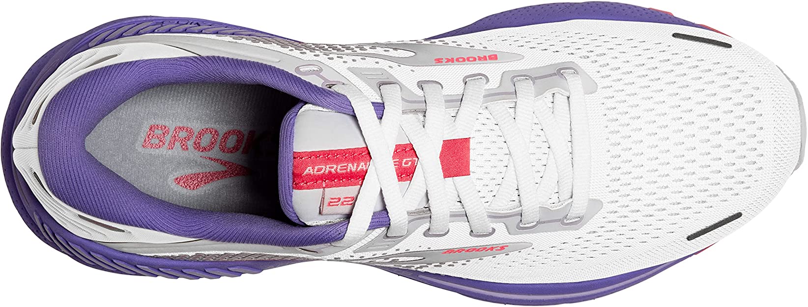 Brooks Women's Adrenaline GTS 22 Running Shoe - White/Coral/Purple