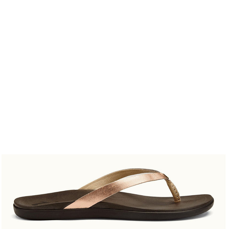 Olukai Women's Ho'Opio Leather Sandal - Copper/Dark Java 20290-CO48 - ShoeShackOnline