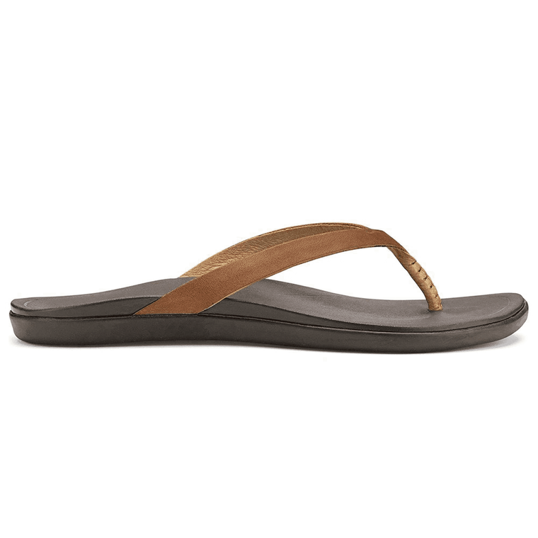 Olukai Women's Ho'Opio Leather Sandal - Sahara/Dark Java 20290-FM48