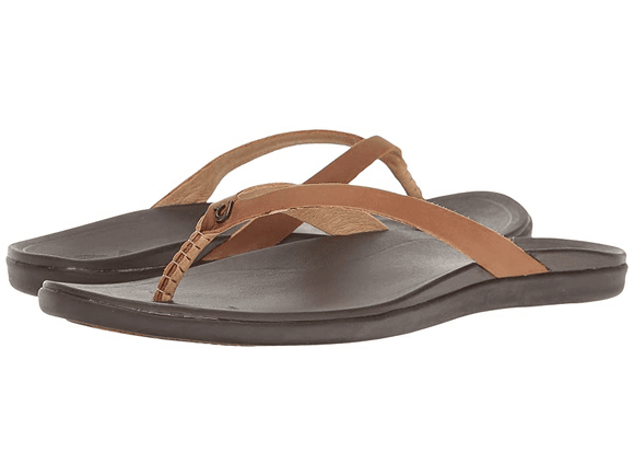 Olukai Women's Ho'Opio Leather Sandal - Sahara/Dark Java 20290-FM48