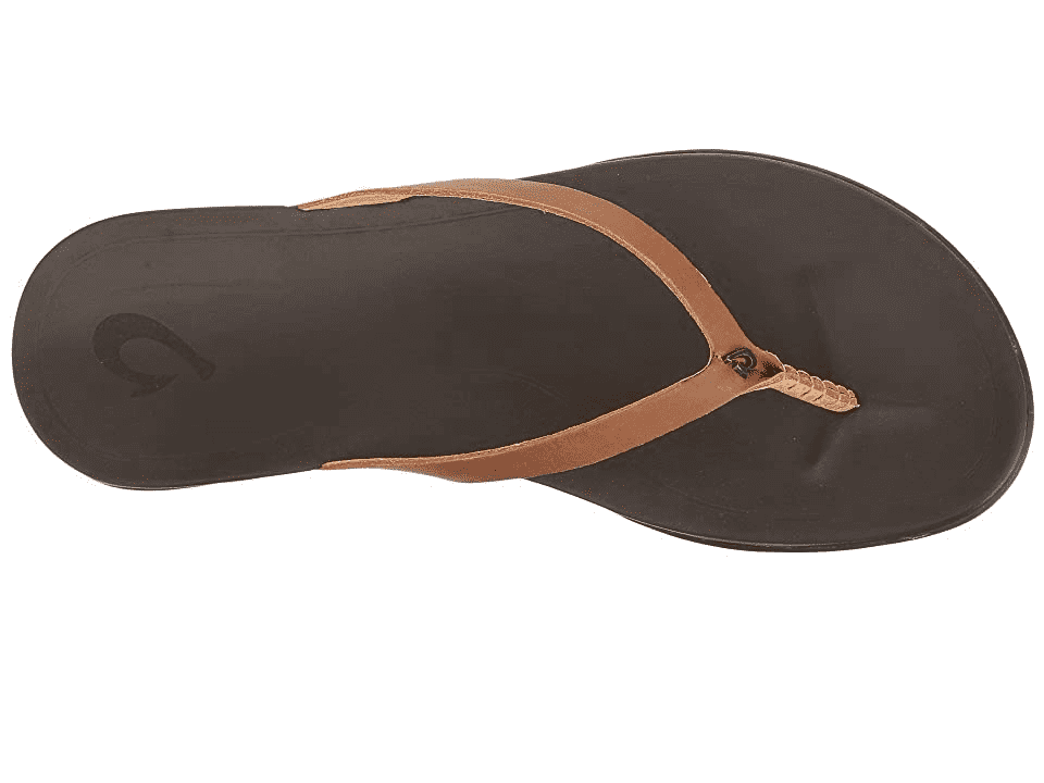 Olukai Womens Ho'opio Leather Flip-Flop Sahara/Dark Java 7